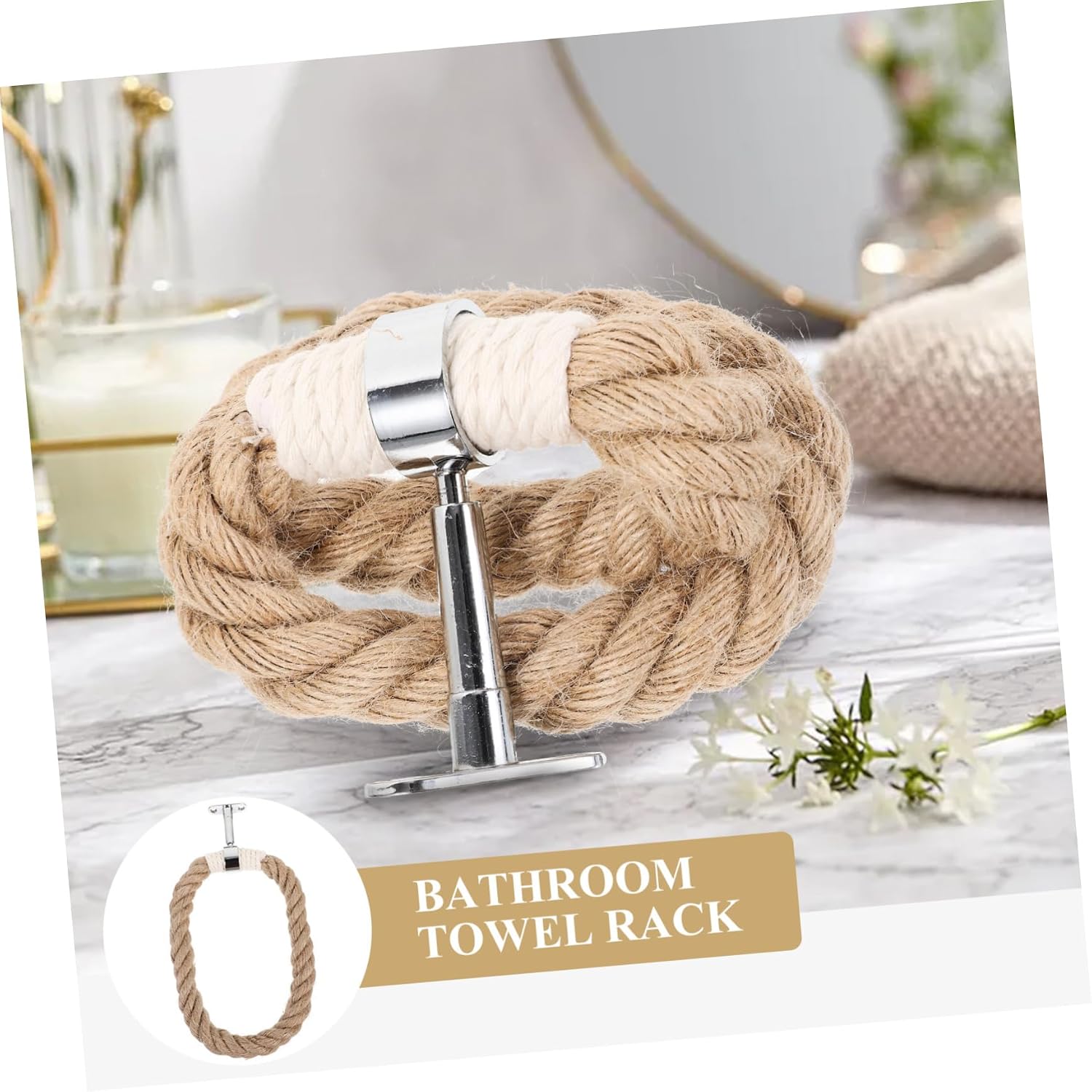 Bohemian Style Wall Towel Rack, Hand Woven Iron Rope Hanging Holder