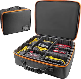 38,5 x 32 x 10 cm Caixas para Ferramentas com Separadores Ajustáveis - Tamanho Extra Grande Estojo Rígido Portátil para Baterias/Carregadores, Bolsa Organizadora Impermeável e Resistente a Choques