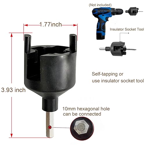 Miniatura 6 de Aislador eléctrico para cerca, aislador atornillado, anillo de valla de madera, aislador de poste con herramienta aislante para zócalo para cría de