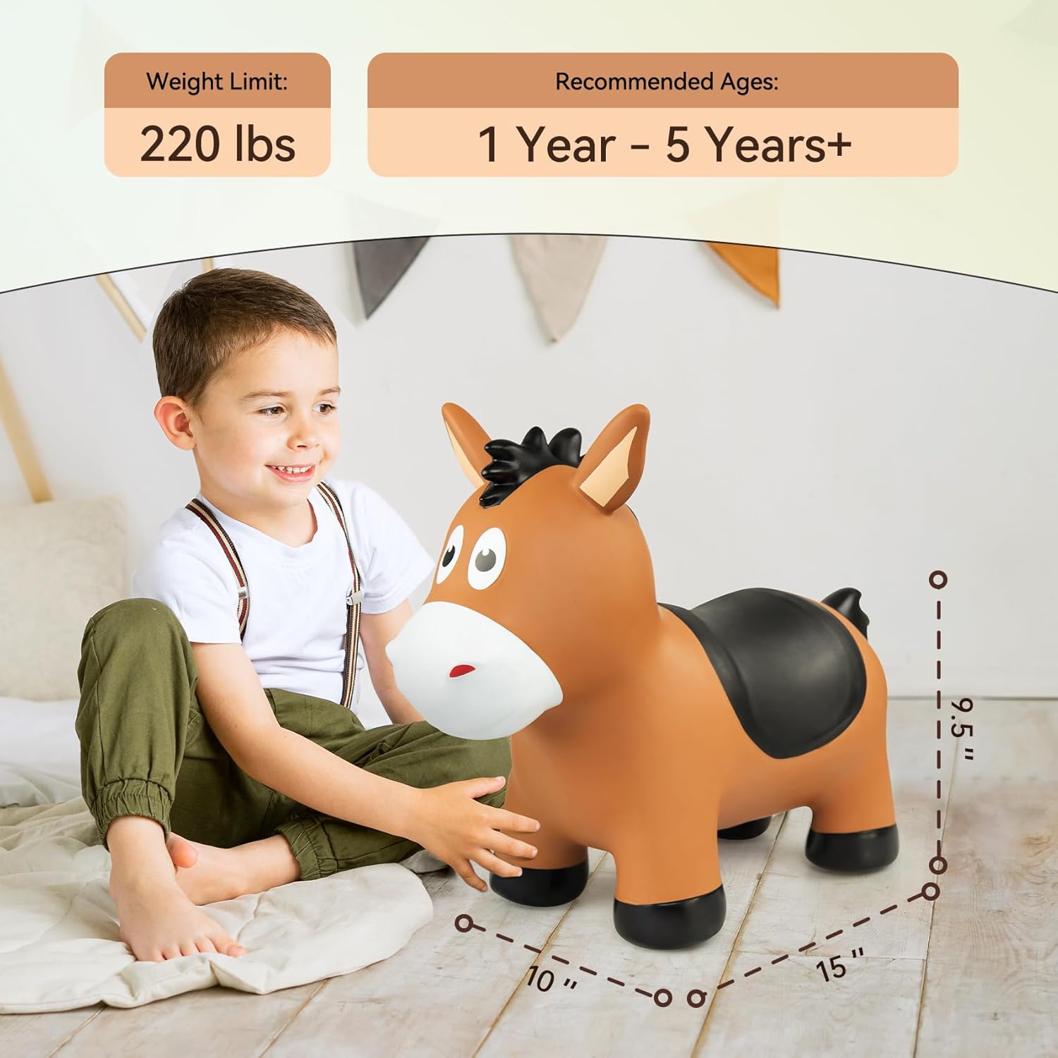 Bounce & Ball Bundle: Soft Sports Balls + Inflatable Bouncy Horse