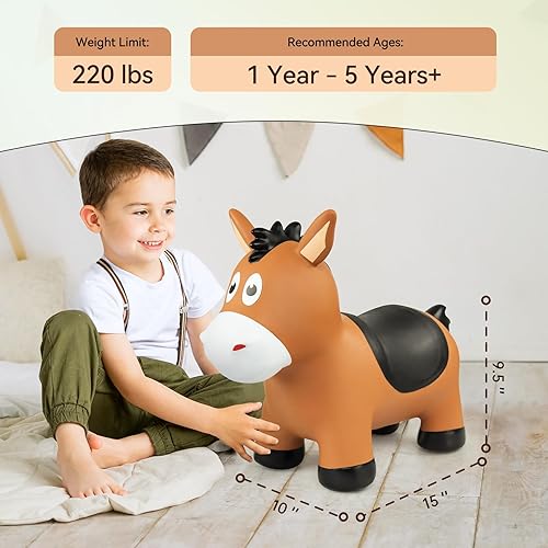 Miniatura 4 de Caballo hinchable para niños pequeños de 1 a 3 años, juguetes inflables para saltar con animales para 1, 2, 3, 4, 5 años, regalo de primer