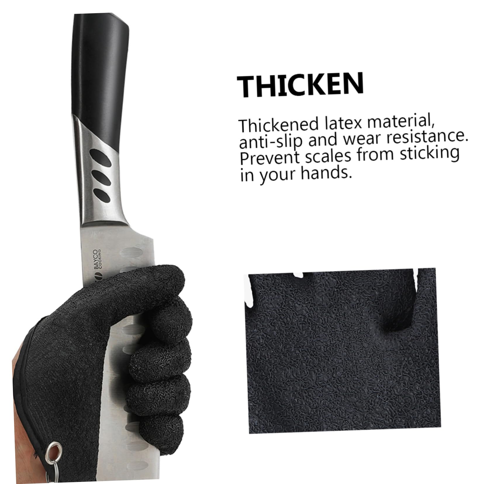 KICHOUSE Non-Slip Fishing Gloves Men's Winter Saltwater Gloves Skidproof Pe Thread Woven Fish Catching Set Random Color