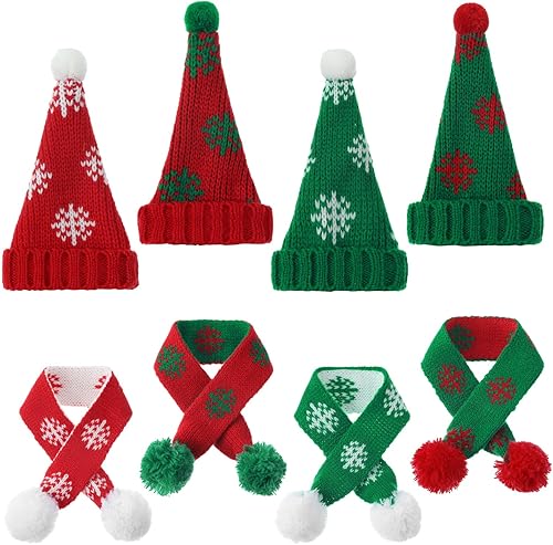 Vista 81 de Geyoga 8 piezas de mini sombreros y bufandas de Papá Noel, accesorios de Navidad, sombrero de gnomo pequeño para manualidades, bricolaje para Blanco