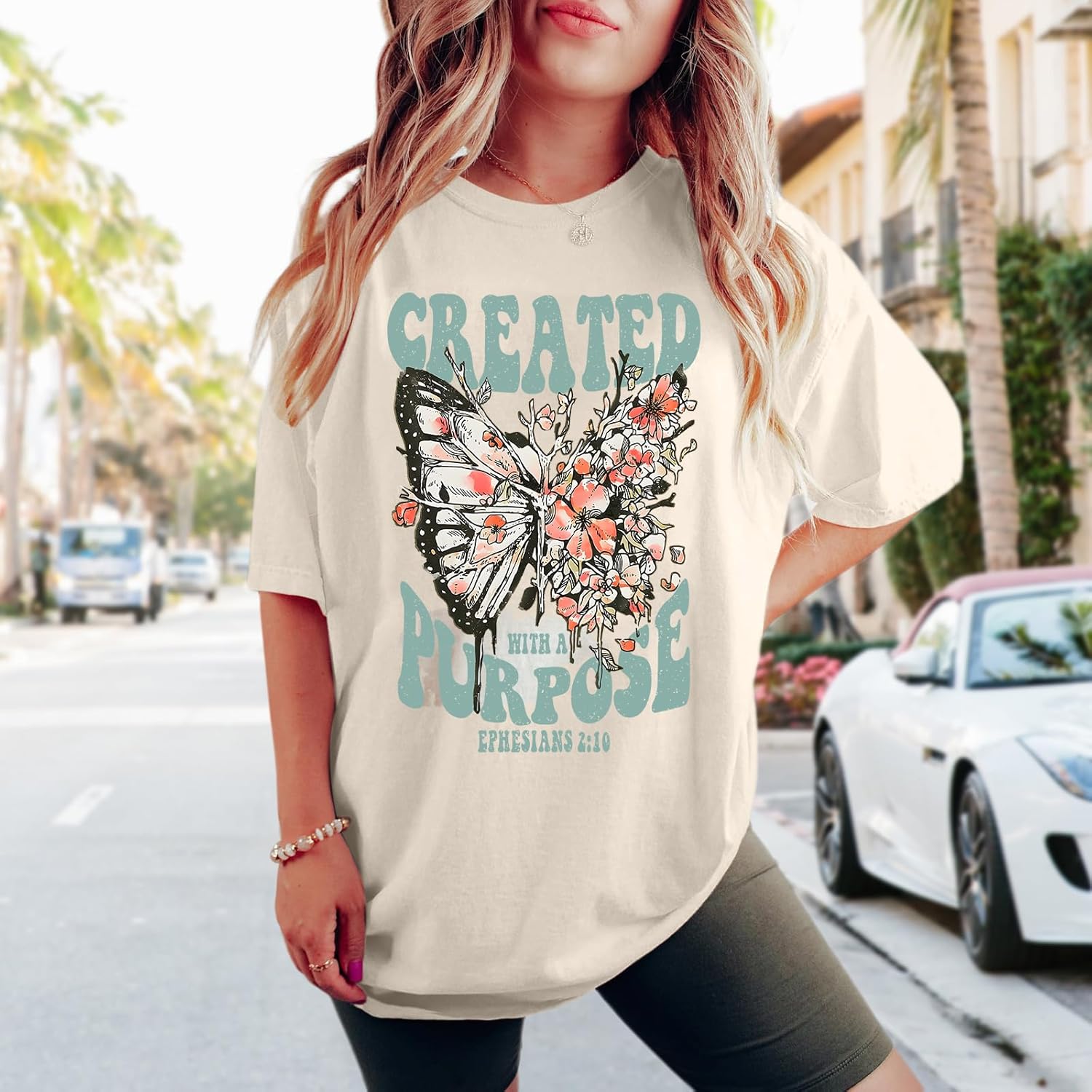 Christian Shirts for Women Jesus Tshirt Faith Religious Bible Verse T Shirt Oversized Boho Butterfly Graphic Tees Top - Image 2