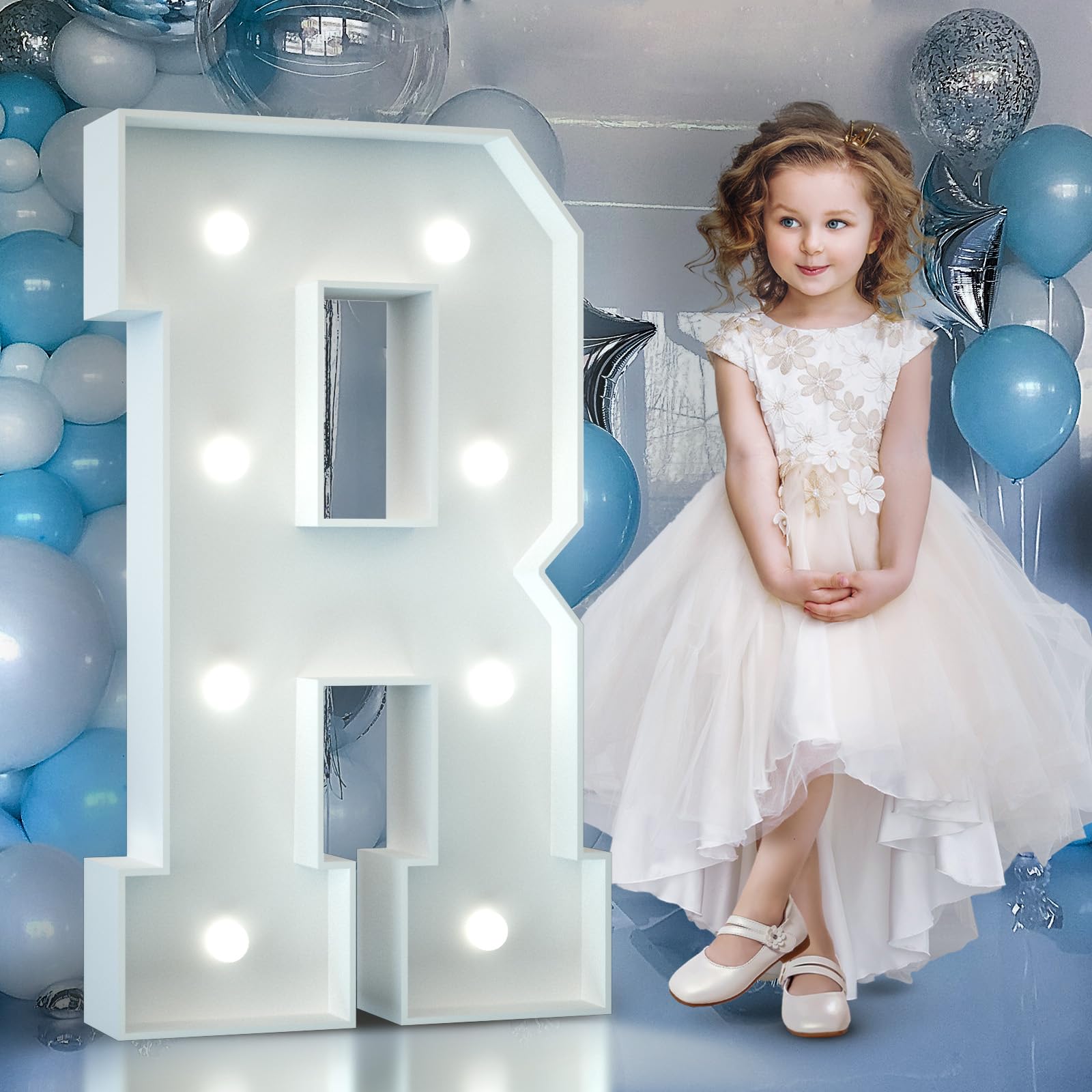 4FT Light Up Numbers Birthday Decoration Large Marquee Numbers 1 for 1st 18th 21st Birthday Party Decor Wedding, Big Number Frame Foam Cardboard Mosaic Arch Stand Pre-Cut Numbers — view 56