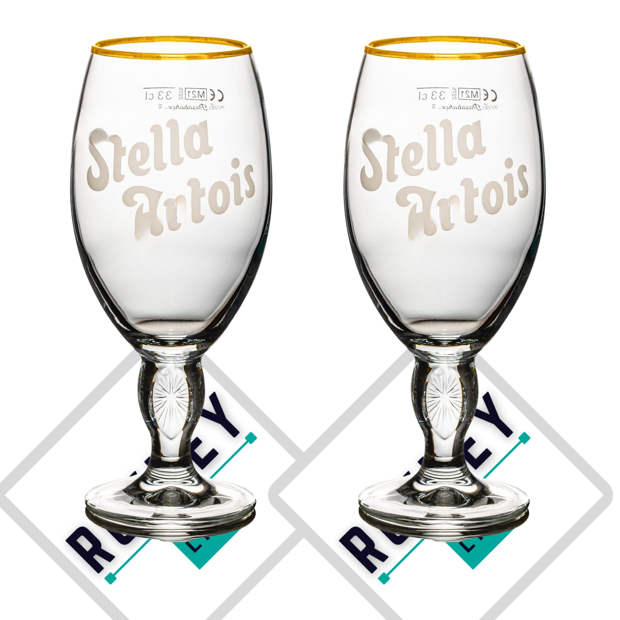 Roxley Strongbow M23 – Set Di 2 Bicchieri Da Pinta 56 Cl Con Apribottiglie E Sottobicchieri Brandizzati