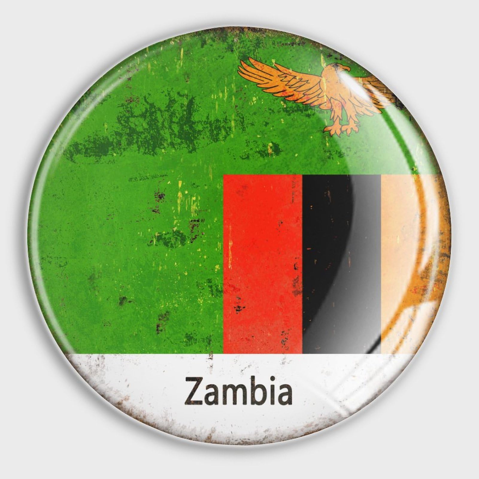 Imanes de cristal para nevera con bandera de Zambia en cocina