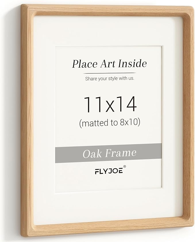 11x14 Picture Frame, USA-Sourced Natural Walnut Wood Photo Frame with Tempered Glass, Handcrafted Rounded Corner 11 x 14 Wooden Frame Matted to 8x10 Photos, Wall or Tabletop Display
