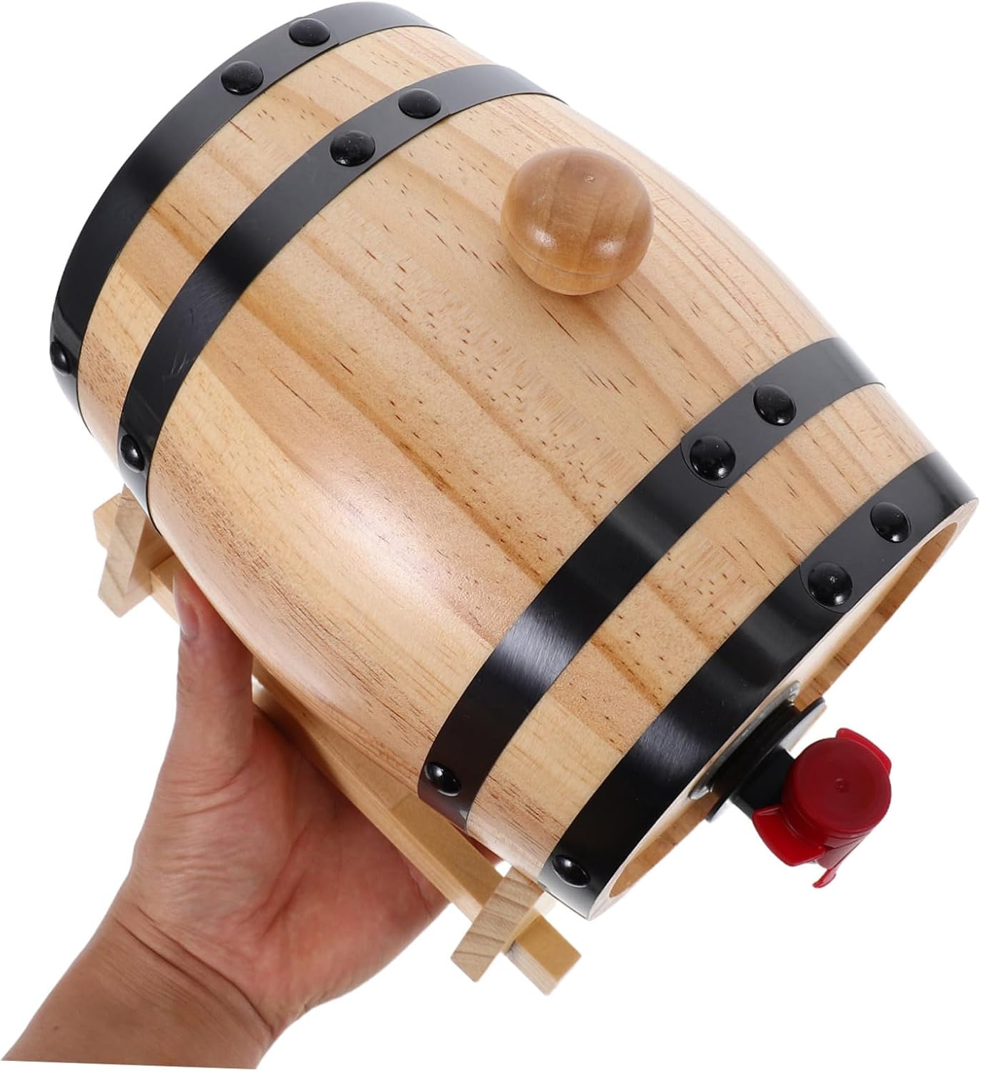 PRETYZOOM Whiskey Barrel Dispenser Oak Aging Barrel with Spigot Tap Unique Decorative Container for Serving Beer Wine Bar Versatile Beverage Storage