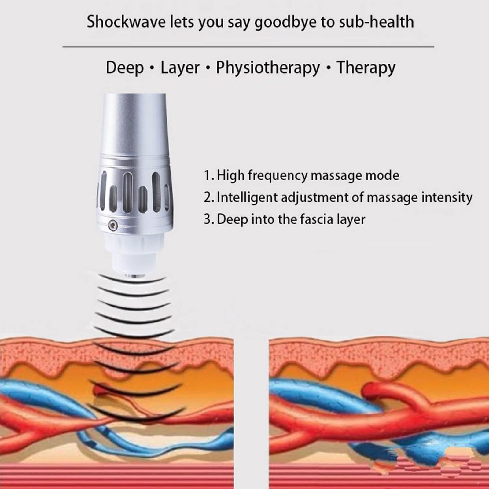 Stoßwellentherapie Gerät Erektile Dysfunktion, Extrakorporales Stoßwellentherapiegerät Professionelles ED Muskelentspannung Tragbares Fokussiertes Stoßwellentherapie Maschine für Zuhause (V100)