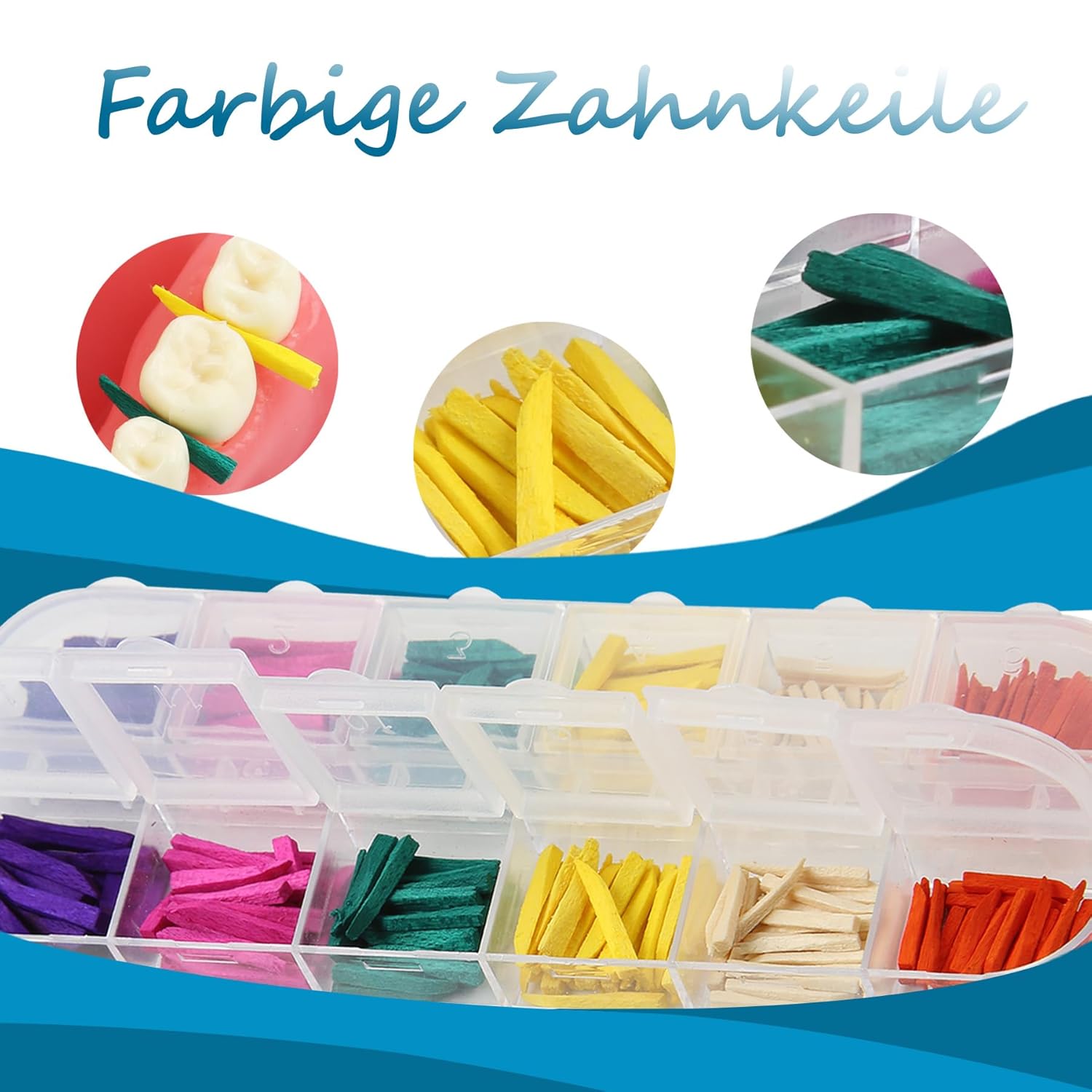 Coloured Wooden Dental Wedges Made of High Density for Dental Restoration and Precision Work in Dental Practices