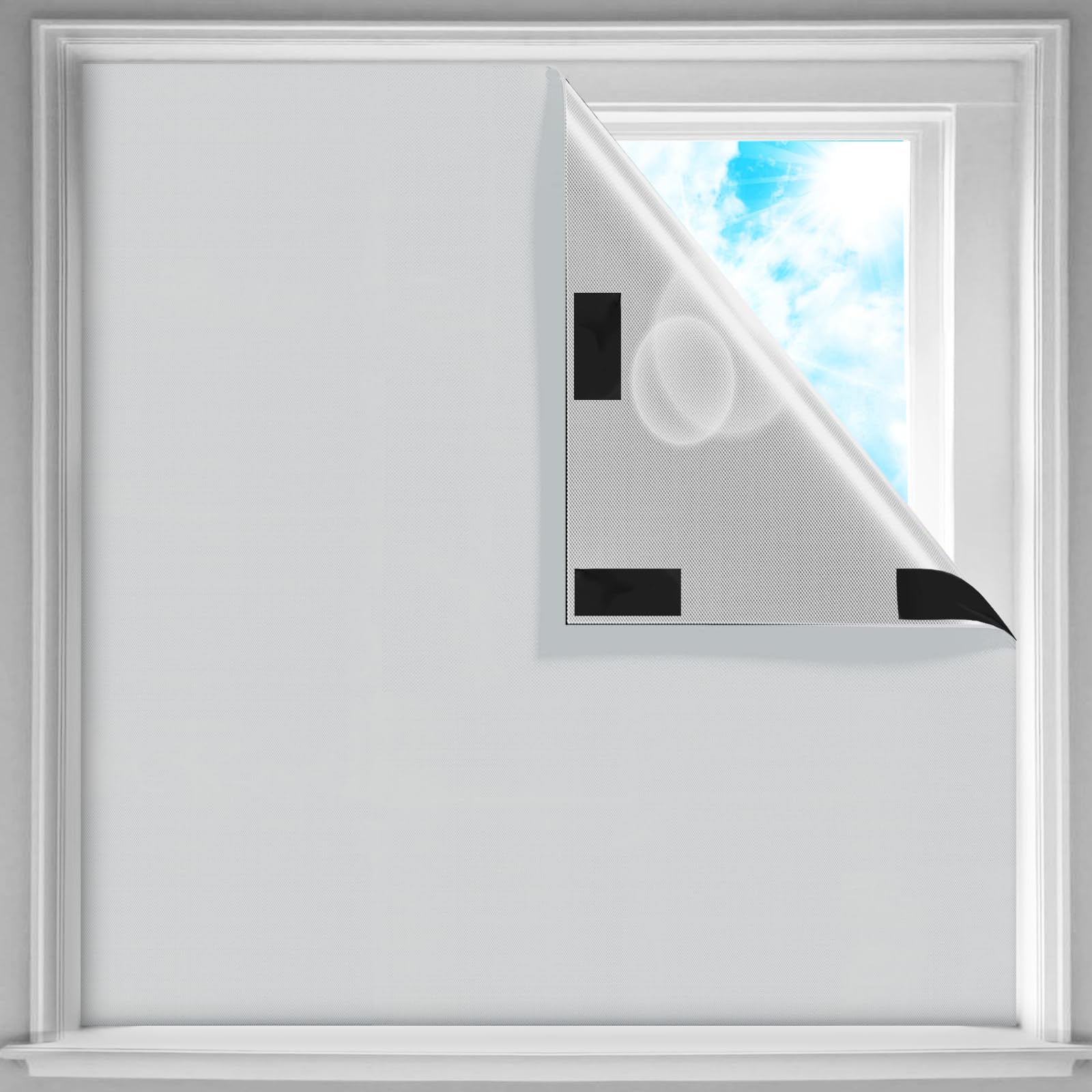XtraCarePortable Window Blackout Roller Blind No Drilling Required, 300 x 150 cm, 100% Opaque Blackout Fabric, Sun Protection Roof Window Roller Blind Blackout, Grey