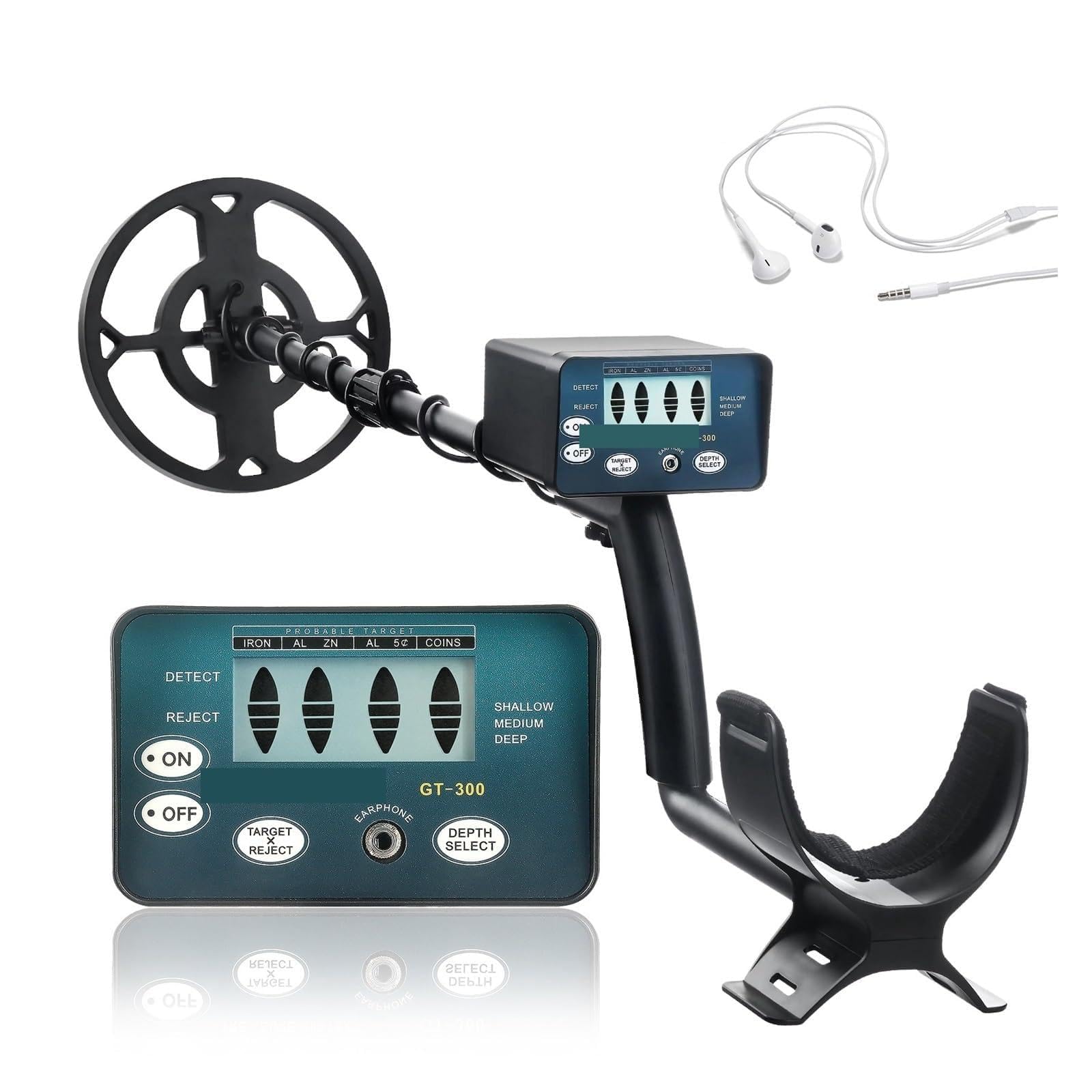 Metal Detector, Gold Underground Metal Detector Waterproof High Sensitivity Detector Adjustable Tracker Pinpointing for Treasure Hunt(GT300-2)