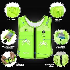 REVALI Running Vest, USA Original Patent, Zip Reflective Running Vests with 500ml Hydration Bottle, Adjustable Waistband & Breathable Material, Chest Pack Gear Phone Holder for Running, Men & Women