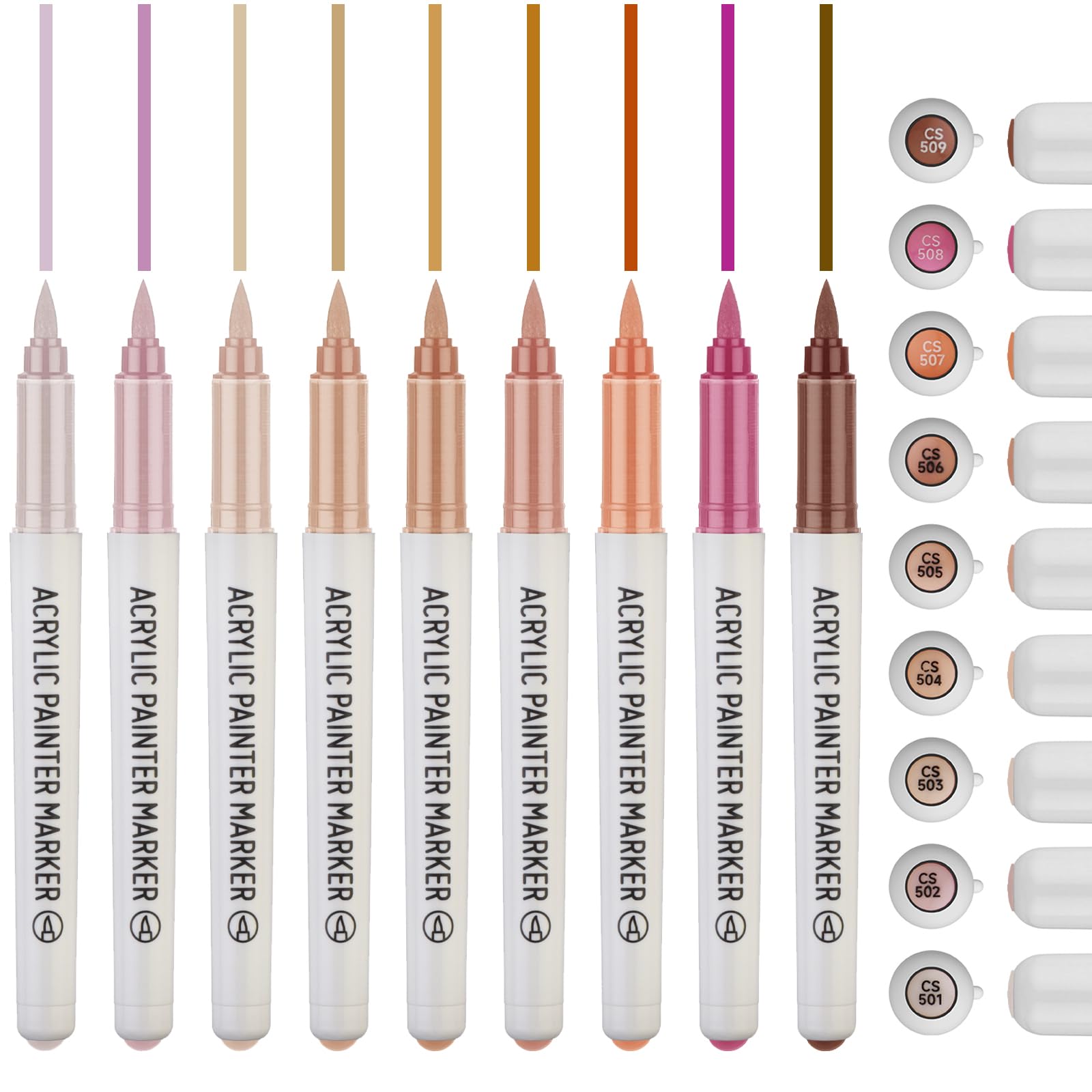 ZZWUAPT Skin Tone Acrylic Paint Pens,Colored Paint Pen Markers,Brush Tip Paint Pens for Rock Painting Wood Glass Ceramic Canvas Stone DIY Crafts