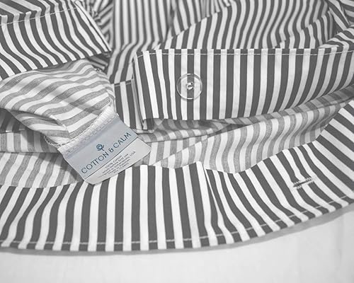 Miniatura 3 de Cotton & Calm Juego de funda de edredón exquisitamente de ensueño, tamaño matrimonialqueen (1 funda de edredón, 2 fundas de almohada), rayas grises