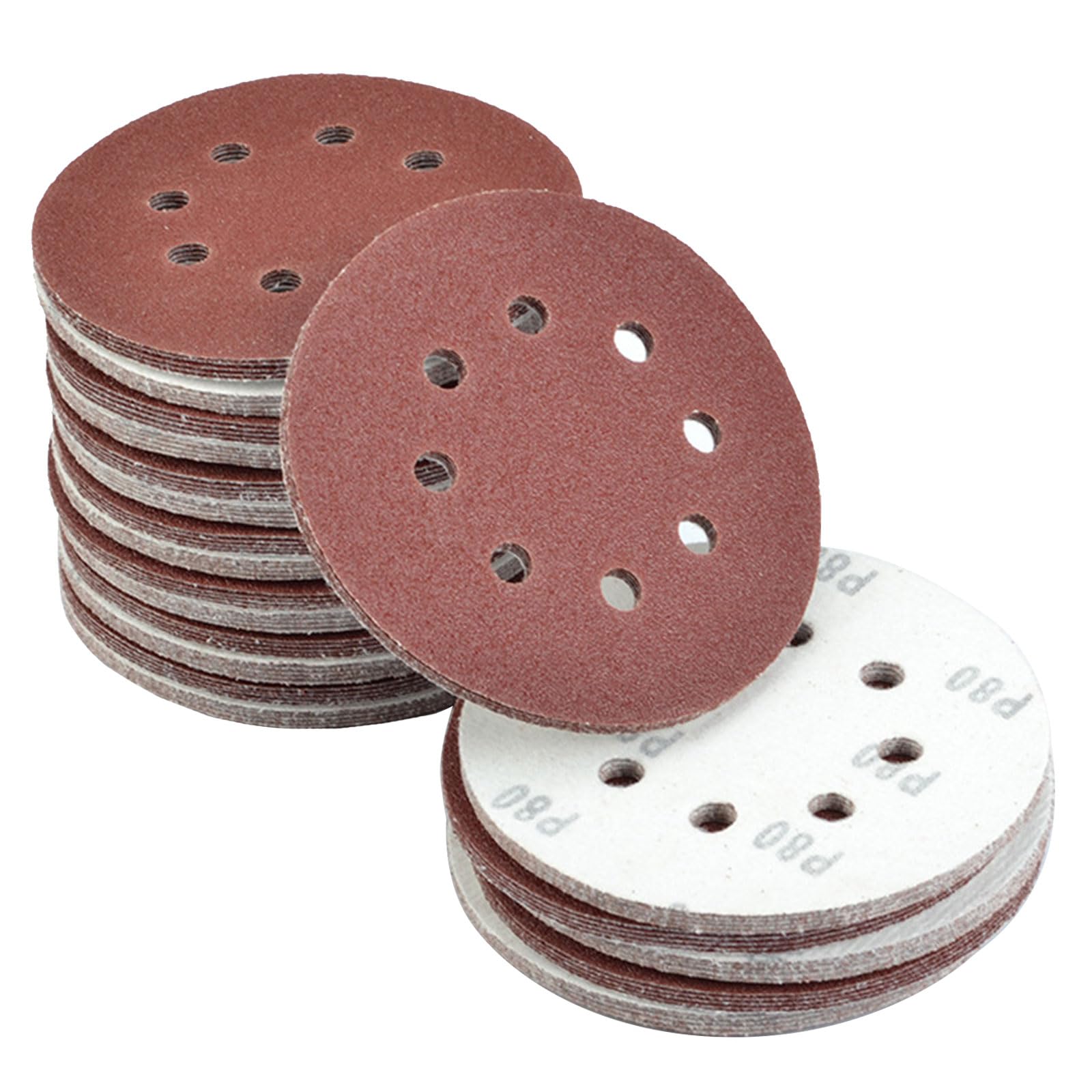 50pcs 125mm Sanding Discs 25pcs Each of 80/120 Grit Hook and Loop Orbital Sander Discs Sandpaper Sheets 8 Holes for Makita Sanding Discs Random Orbital Sander Pads for Drywall and Woodwork