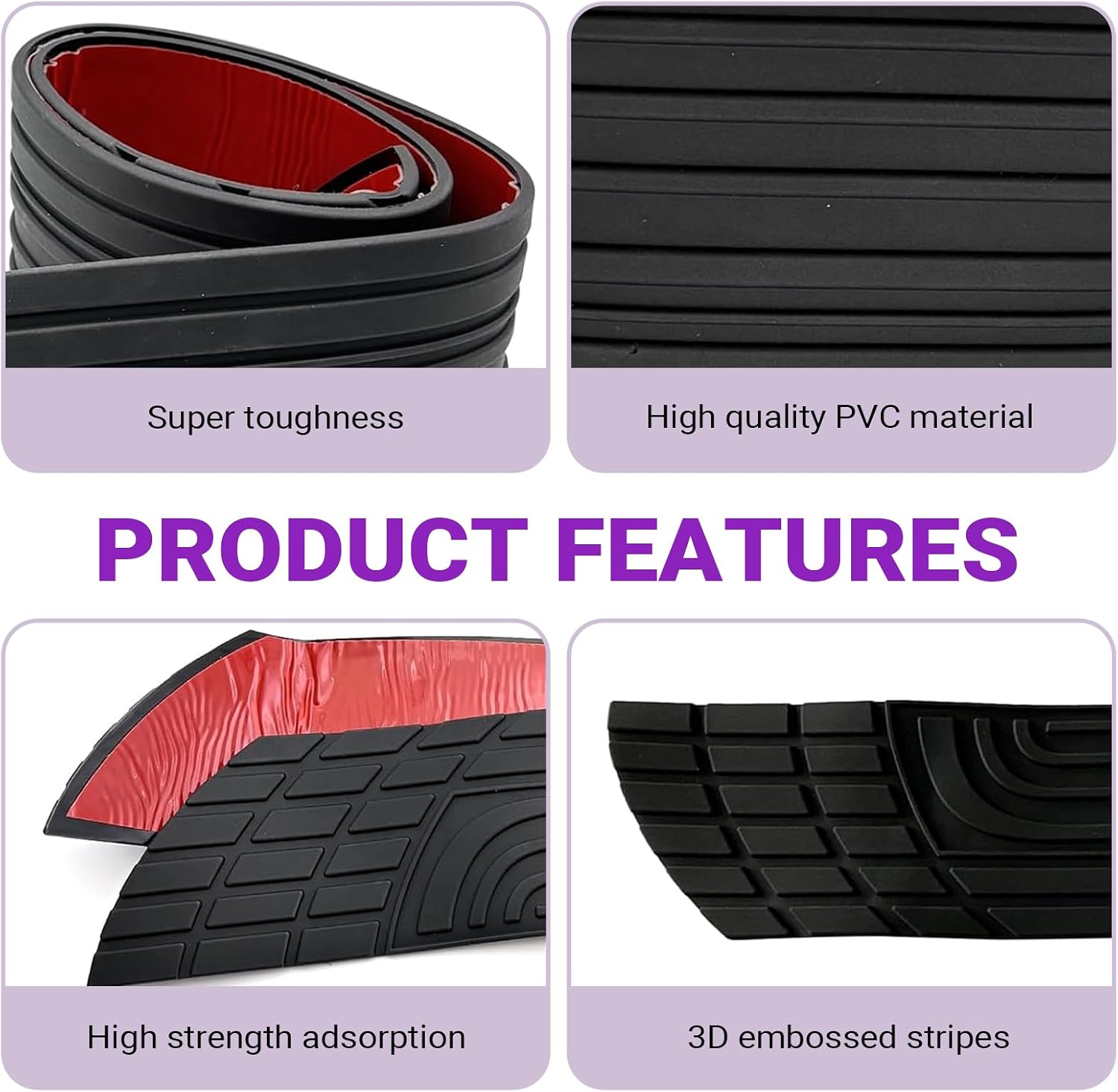 Car Rear Bumper Protector Guard, Trunk Rubber Anti-scratch Protection Sticker, 41" x 3.4" Rear Bumper Edge Protective Strip, Universal for Most Cars (Black)