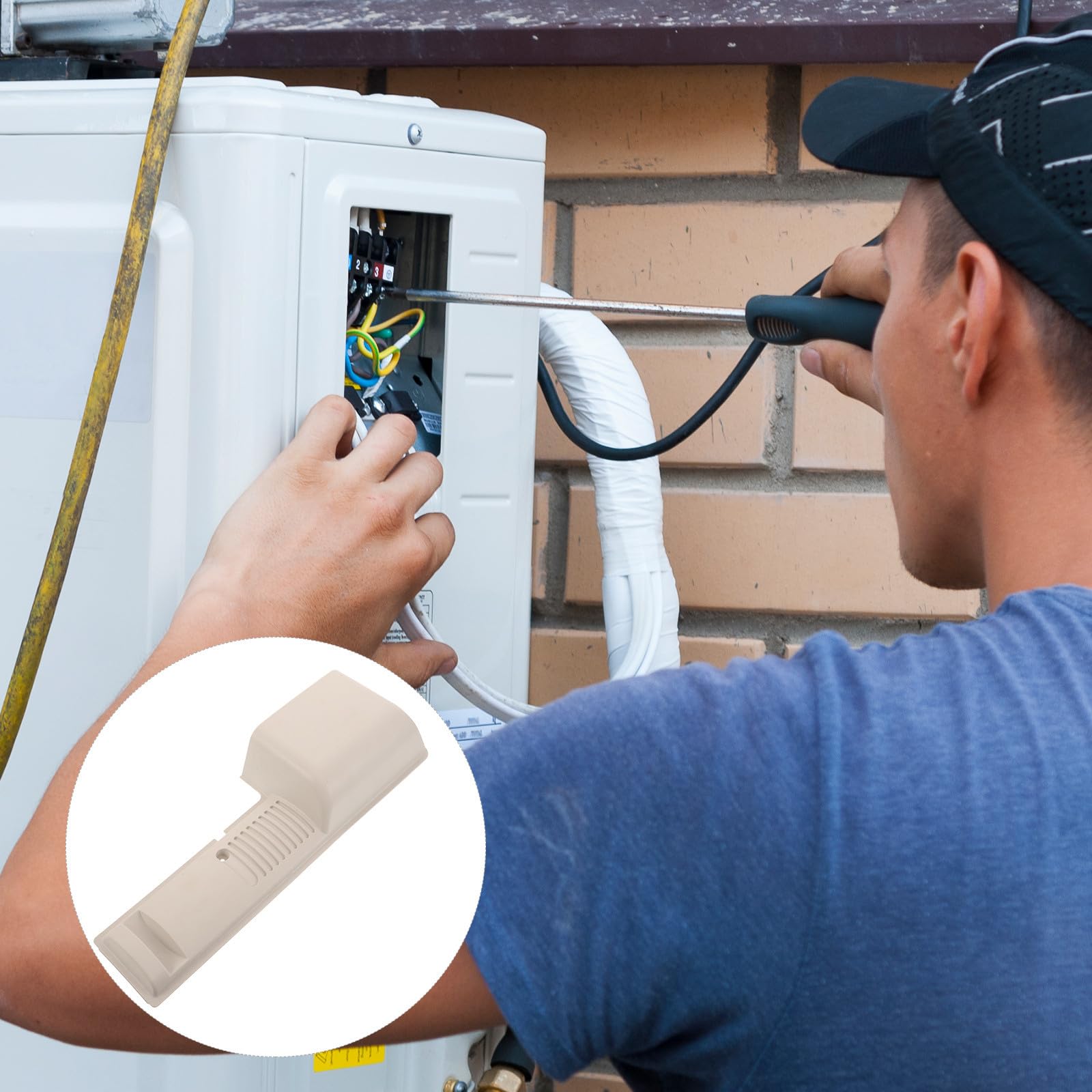 UPKOCH Tapa del receptáculo Exterior Protector Acondicionado ABS Blanco con asa para Bloque de terminales y cableado Exterior en azoteas