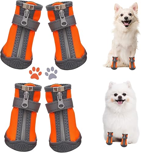 Miniatura 7 de Zapatos de perro para perros pequeños, botas para perros y protector de patas para el día de nieve de invierno, pavimento caliente de verano,