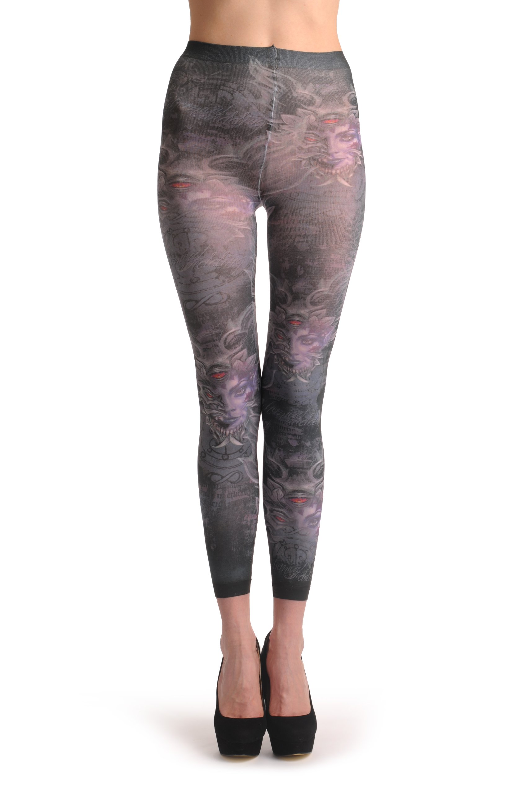 LissKiss Gothic Alchemy Infinity Eye Footless - Black Designer Tights Footless