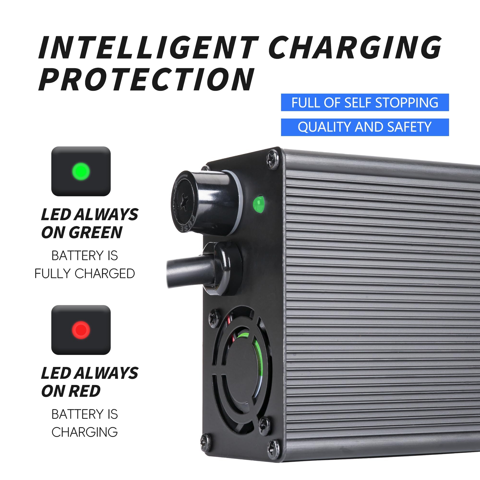 Cargador de batería LiFePO4 de 12 V 20 A con conector Anderson y cable adaptador Anderson a M8, cargador rápido e inteligente de 14,6 V para baterías de litio