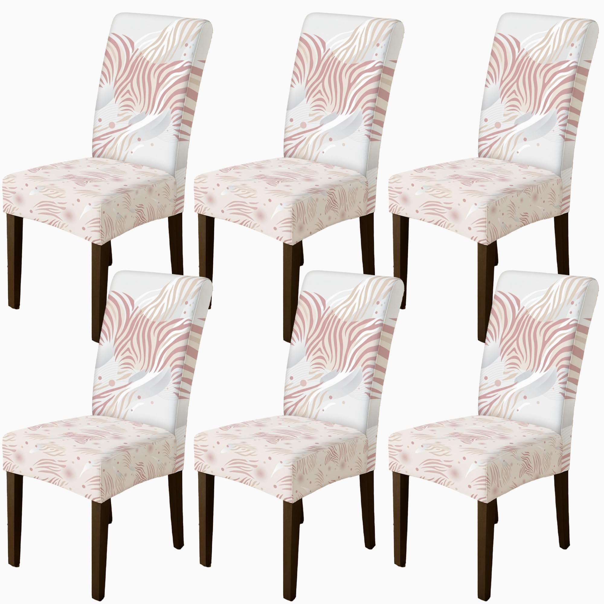 Housses de chaise salle à manger lot de 6 modernes à rayures sans élasthanne