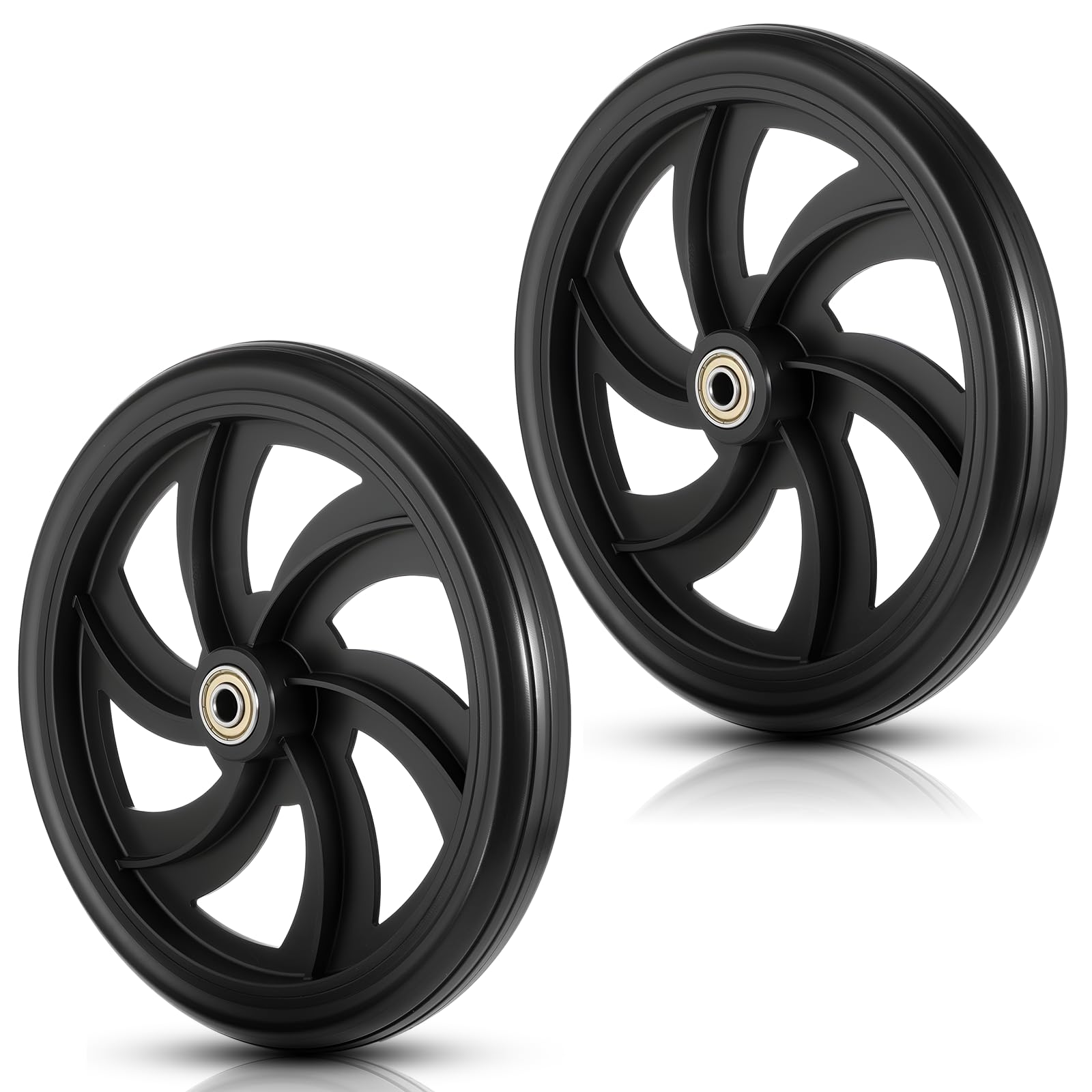 Photo 1 of 2 Pcs Replacement Wheelchair Wheels for Walkers Rollator Walker Pair of 7.5-Inch Replacement-Wheels Wheelchair Front Wheels Anti Slip Walker Rubber Replacement for Adults, Seniors