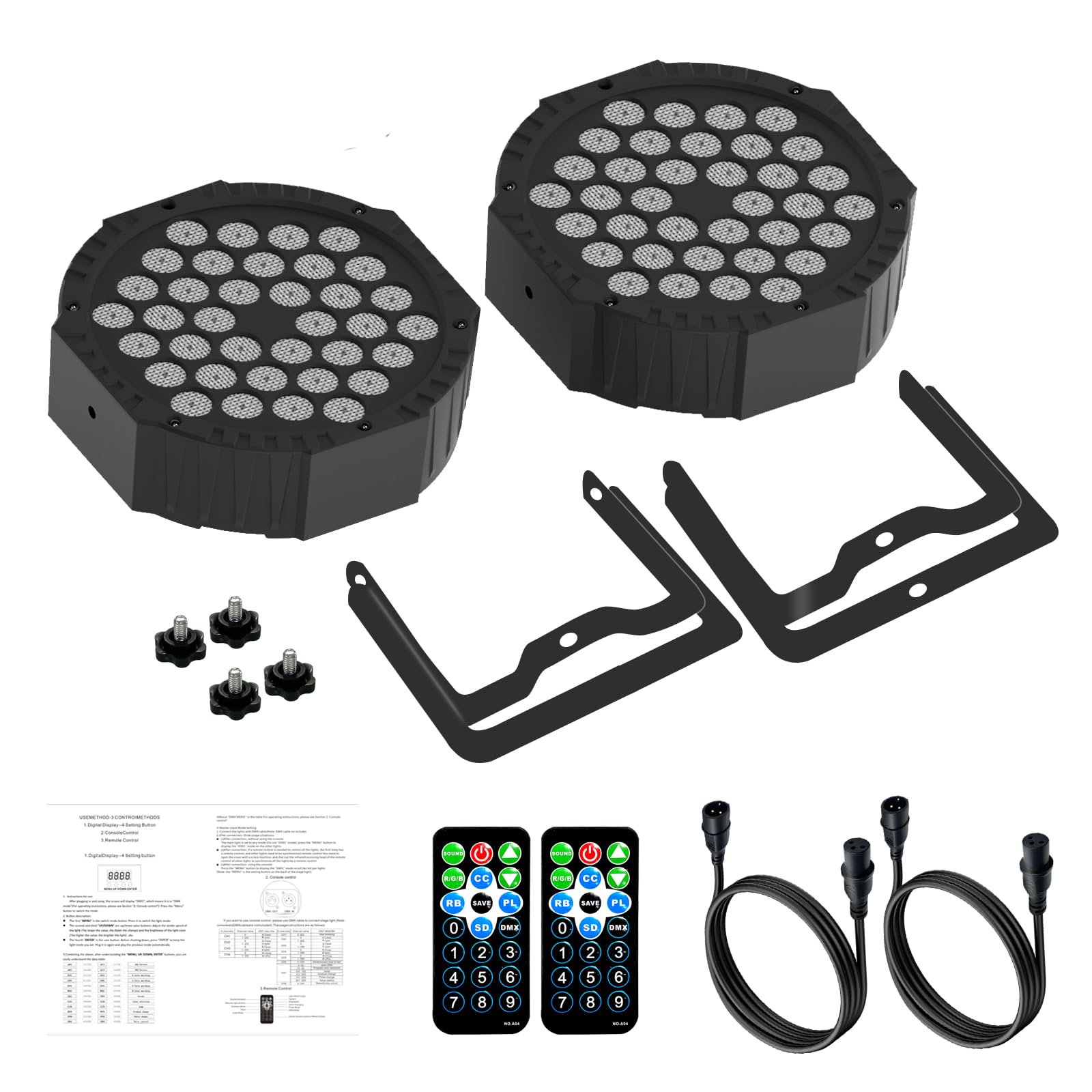 Luces LED par con control DMX, luz de escenario DJ RGB 36 luces LED con control remoto activado por sonido, iluminación de escenario DJ interior para Navidad, boda, fiesta, discoteca, club