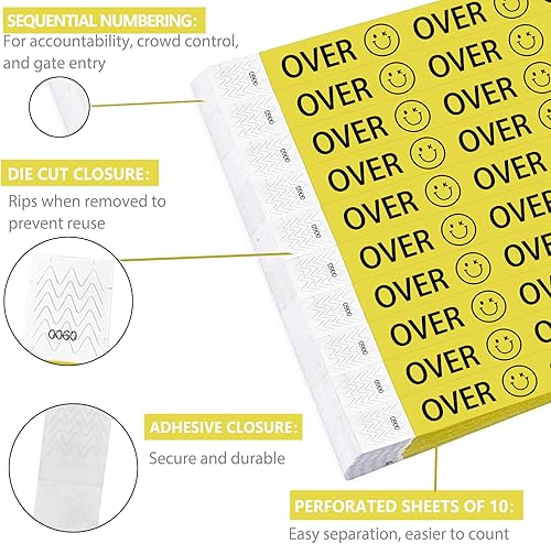 Miniatura 2 de Hasta 10000 pulseras personalizadas para eventos, pulseras personalizadas Tyve de pulgadas, pulseras de papel personalizadas para fiestas con