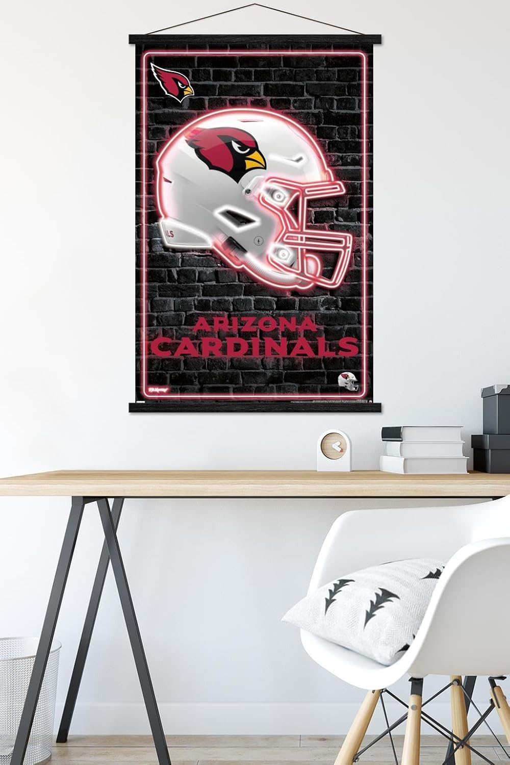 Trends International NFL Arizona Cardinals - Neon Helmet 23 Wall Poster, 22.37" x 34.00", Premium Print and Black Hanger Bundle