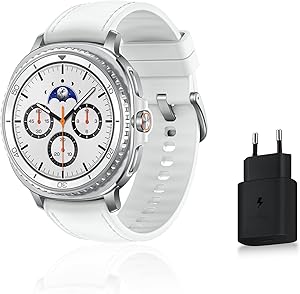 Samsung Galaxy Watch8 Classic, Smart Watch, Rotating Crown, Galaxy AI, Sleep Coach, Running Coach, Bluetooth, 46mm, White, 25W Fast Mains Charger Included, FR Version