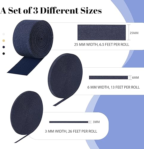 Miniatura 52 de WILLBOND 12 rollos de banda elástica colorida plegable, banda elástica resistente, banda plana de punto para costura, manualidades, puños de edredón