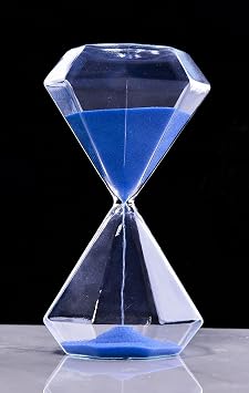 Hourglass Timer 30 Minutes Sand Timer Minutes Traditional Diamond Shape Hourglass Desktop Colorful Sandglass Gift Sand Watch Transparent Hour Glass Timer for Home Office Decor Blue, 30 Minutes