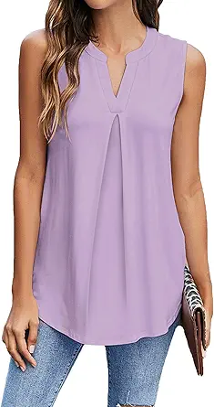 Newchoice Womens Tank Tops V Neck Sleeveless Summer Shirts Loose Casual Tops Blouse