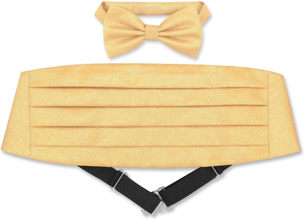Cumberbund & BowTie Solid GOLD Color METALLIC Design Men's Cummerbund Bow Tie Set