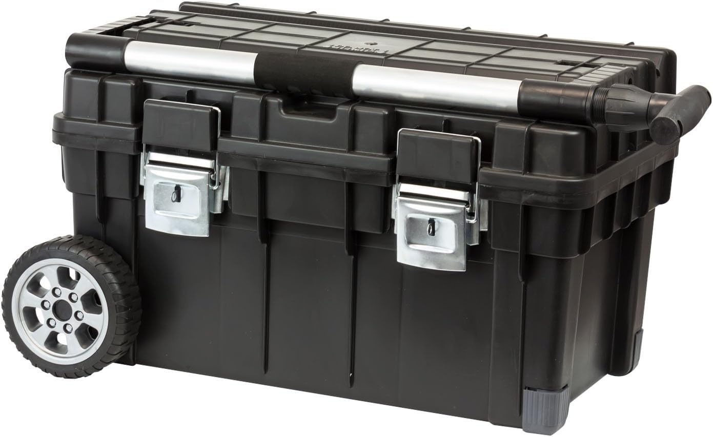 Patrol Group SKRWT1HDCZAPG001 Tool Trolley/Tool Box with Wheels, Aluminium, Telescopic Handle, 20 kg Load Capacity, Black