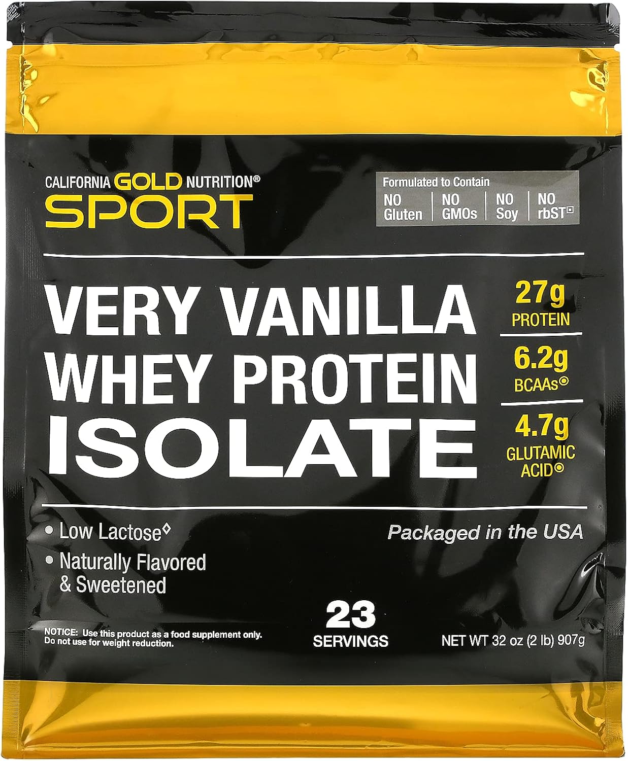 California Gold Nutrition Very Vanilla Whey Protein Isolate, 2 lbs (908 g)