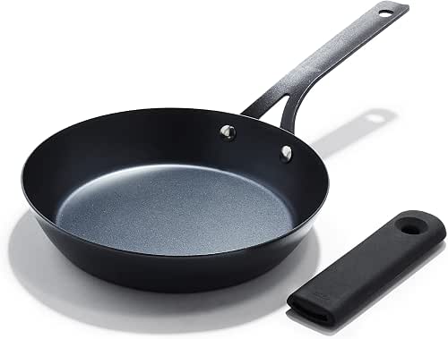 OXO Obsidian Pre-Seasoned Carbon Steel, 8" Frying Pan Skillet with