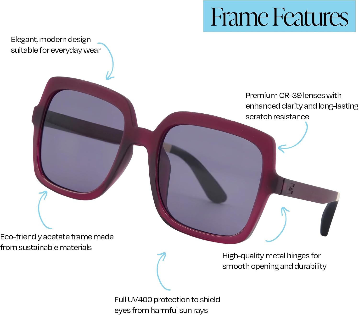 TOMS Women's Athena Square Sunglasses
