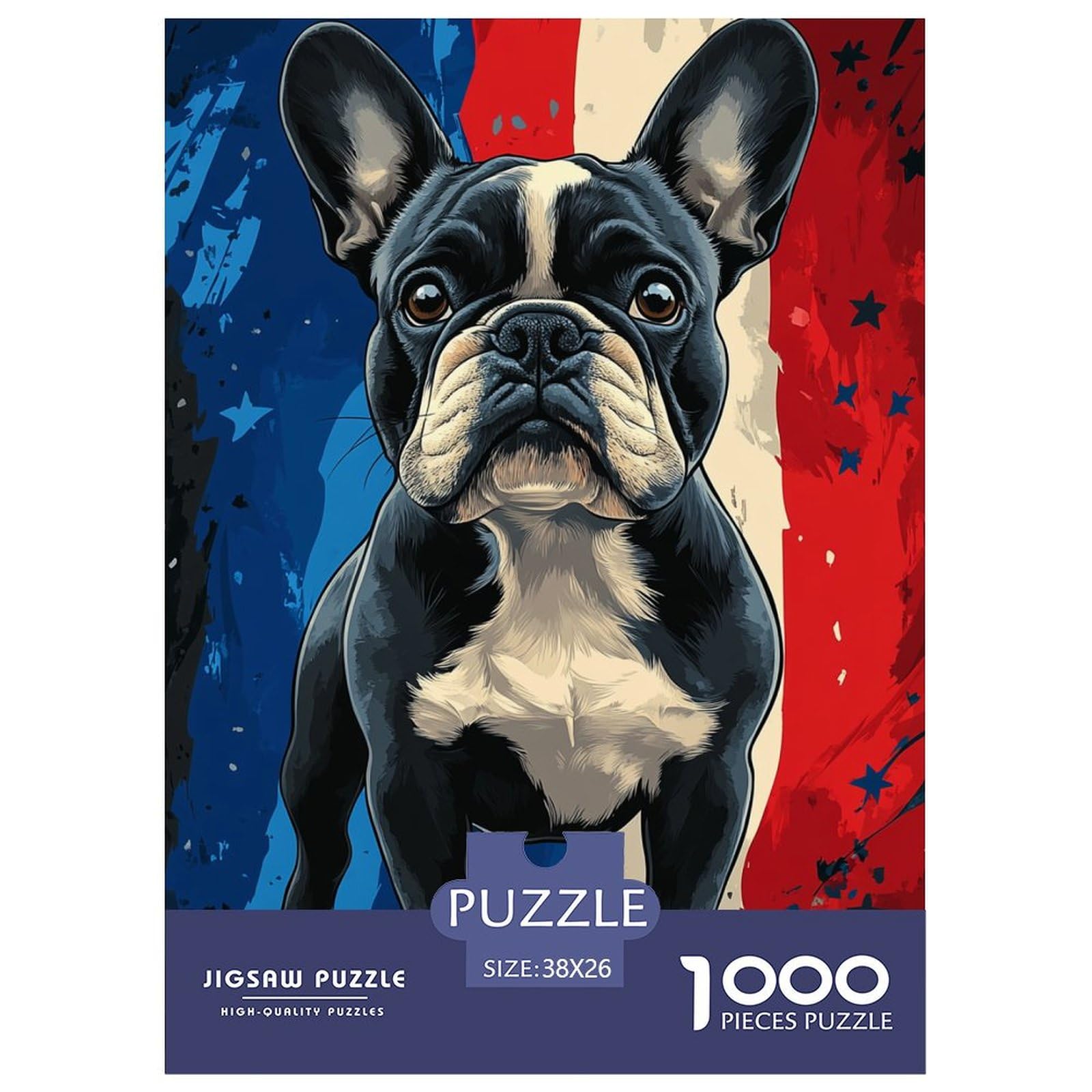 Puzzle French Bulldog 1000 Pieces Challenge Game for Adults,Realistic Style Impossible Jigsaw Puzzles 1000 Piece Educational Game Home Decoration 38x26cm/1000pcs — image 1