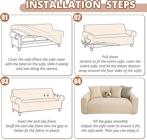 Miniatura 6 de Fundas elásticas para sofá de 2 cojines, aptas para mascotas, lavables, protectores de muebles con parte inferior elástica para gatos y perros