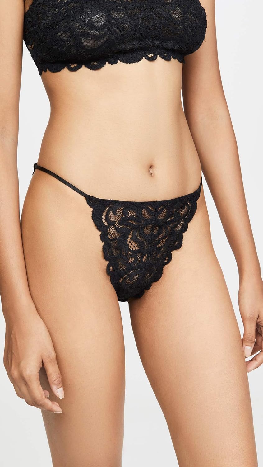 Free People Women's Reese High Rise Tanga Panties, Black, Small