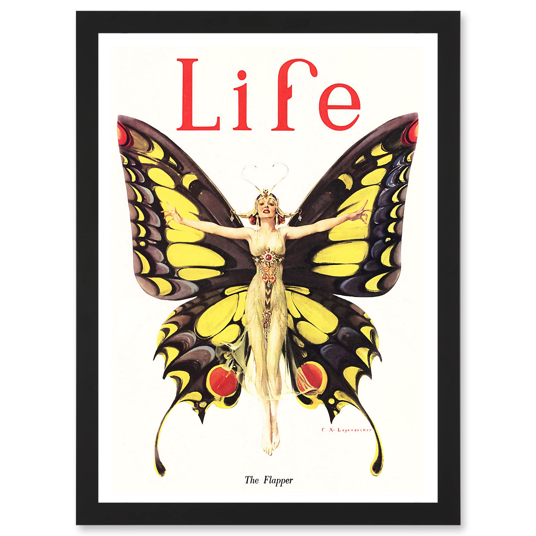 Artery8 Magazine 1922 Life Butterfly Dance Flapper Roaring Twenties Artwork Framed A3 Wall Art Print