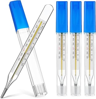 JOINPAYA Glass Oral & Axillary Thermometers 4-Pack: Old Fashioned Fever Thermometers for Adults, Kids, Elderly - ℃ & ℉ Scales