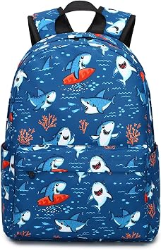 CAMTOP Preschool Backpack for Kids Boys Toddler Backpack Kindergarten School Bookbags Cute Shark-Navy