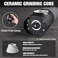 Vista 5 de HAUSHOF Juego de 2 piezas de molinillo eléctrico de sal y pimienta, molinillo de pimienta automático recargable por USB y molinillo de sal