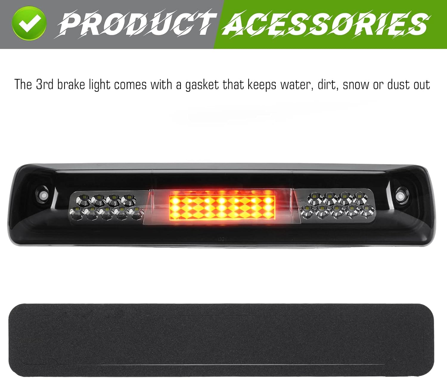 LED Third 3rd Brake Light Fit for Chevy Colorado GMC Canyon 2015-2022 Pickup Trucks, Rear Cargo Lamp High Mount Stop light, Smoke Lens