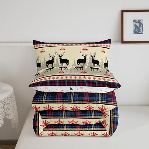 Miniatura 6 de Erosebridal Juego de edredón de ciervos de Navidad, edredón de plumón de cuernos de alce, tamaño matrimonial para niños y niñas, juego de ropa de