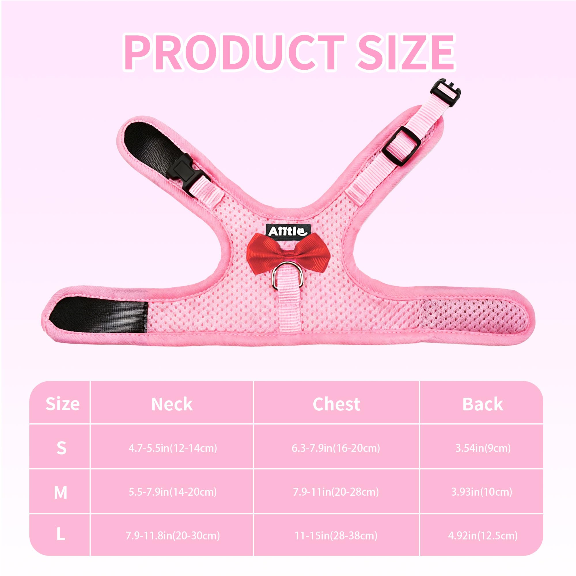 Harnais et laisse pour petits animaux, rose, taille L, en maille douce et respirante